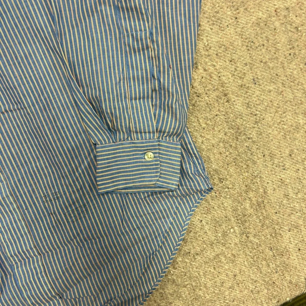Vintage Gant Button Up Shirt Mens Large Blue 1960s Striped - Picture 5 of 10